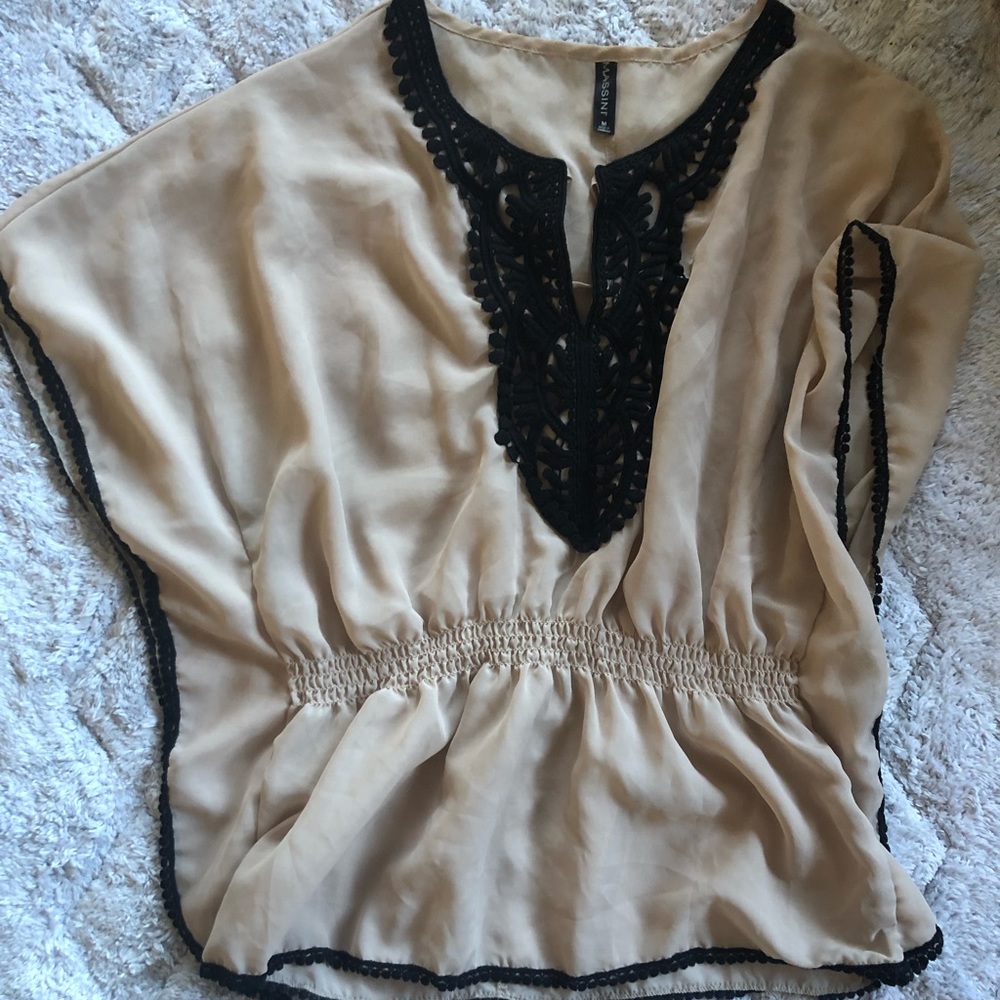 Massini Beige/Tan lace Blouse